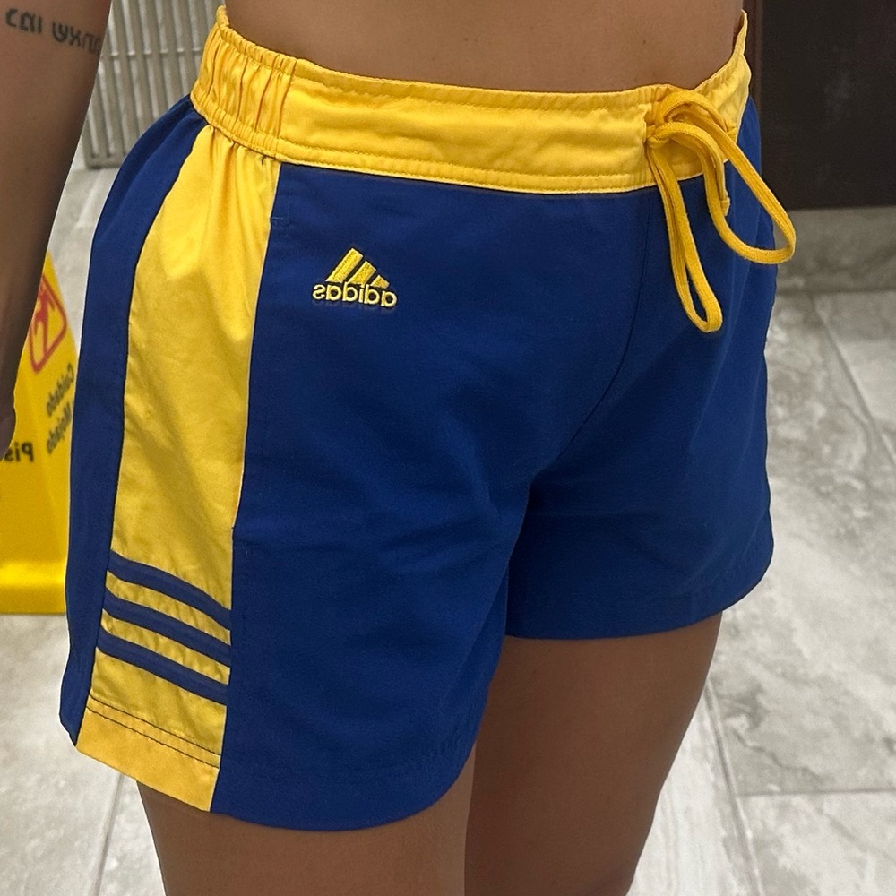 Adidas Women's Athletic Shorts in Blue and Yellow